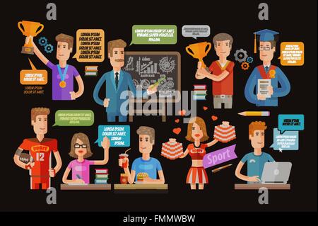 Ausbildung oder Schule, College stellen Icons. Vektor-illustration Stock Vektor