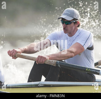 VEREINIGTES KÖNIGREICH. 12. März 2016. Boat Race Finale Befestigungen vor der Regatta. Cambridge University Boat Club V Deutsch unter 23 s. CUBC:, B) Felix Newman, 2) Ali Abbasi, 3) Charles Fisher, 4) Clemens Auersperg, 5) Luke Juckett, 6) Henry Hoffstot, 7) Ben Rubel, S) Lance Tredell, C) Ian Middleton. Bildnachweis: Duncan Grove/Alamy Live-Nachrichten Stockfoto