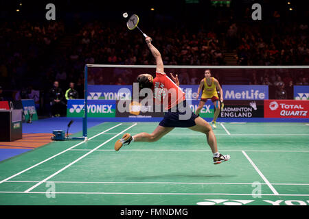 Barclaycard Arena, Birmingham, UK. 12. März 2016. Yonex All England Open Badminton Championships. Nozomi Okuhara, Japan, Womens Semi Final © Action und Sport/Alamy Live-Nachrichten Stockfoto