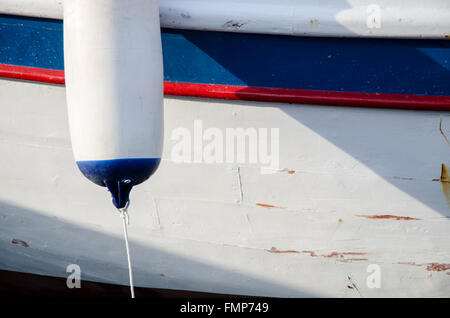 Detail eines Vintage-Bootes mit Schwimmer Stockfoto