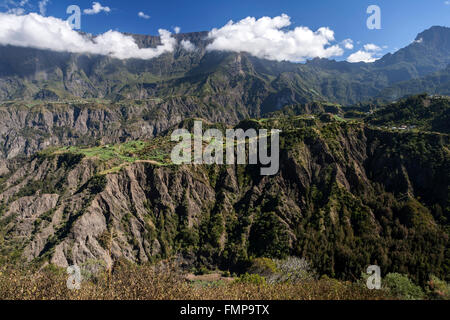 Blick in die Caldera Cirque de Cilaos, UNESCO-Weltkulturerbe, La Reunion Stockfoto