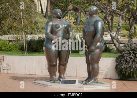 Bronzeskulptur, Adam und Eva, 1981 von Fernando Botero, Park hinter dem Casino Monte-Carlo, Monaco Stockfoto