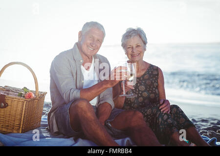 Älteres Paar mit einem Picknick Stockfoto