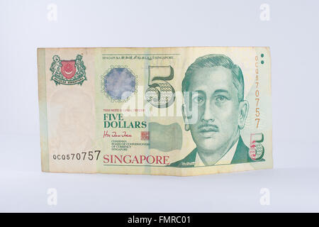 Fünf Singapur-Dollar-Banknote Stockfoto