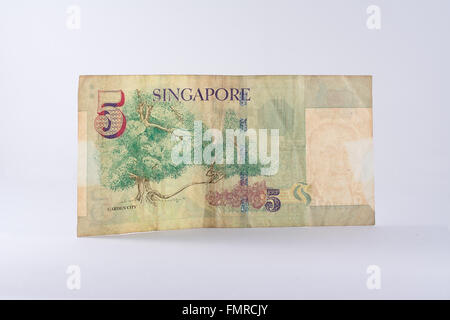 Fünf Singapur-Dollar-Banknote Stockfoto