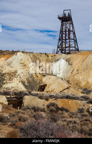 Welle Säulenhalle auf einer alten Silbermine in Silver City, Nevada Stockfoto