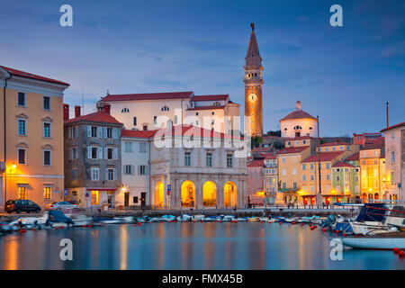Piran. Piran ist eine der schönsten Städte am Mittelmeer, Slowenien. Stockfoto