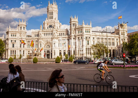 Cibeles Palast (1919) von Antonio Palacios, im Plaza Cibeles gebaut. Madrid, Spanien Stockfoto