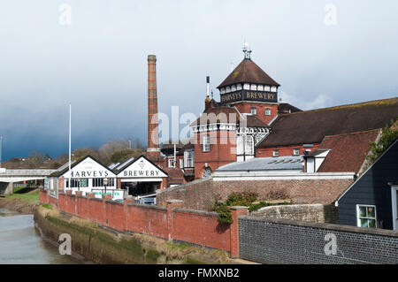 "Harveys" Brauerei auf den Fluss Ouse in Lewes, East Sussex, Großbritannien, gegründet im Jahre 1790 Stockfoto