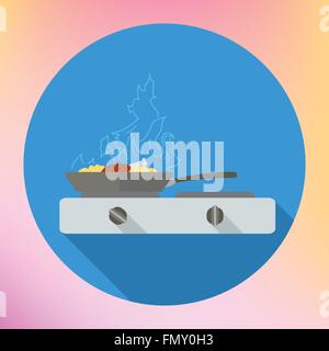 Huhn Bein Pfanne Herd Stock Vektor