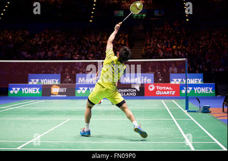 Barclaycard Arena, Birmingham, UK. 13. März 2016. Yonex All England Open Badminton Championships. Houwei Tian, China, Herren Einzel Finale Credit: Action Plus Sport/Alamy Live News Stockfoto