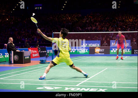 Barclaycard Arena, Birmingham, UK. 13. März 2016. Yonex All England Open Badminton Championships. Houwei Tian, China, Herren Einzel Finale Credit: Action Plus Sport/Alamy Live News Stockfoto