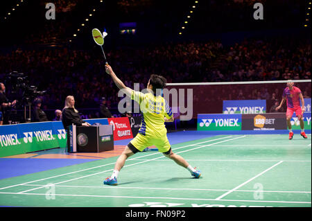 Barclaycard Arena, Birmingham, UK. 13. März 2016. Yonex All England Open Badminton Championships. Houwei Tian, China, Herren Einzel Finale Credit: Action Plus Sport/Alamy Live News Stockfoto