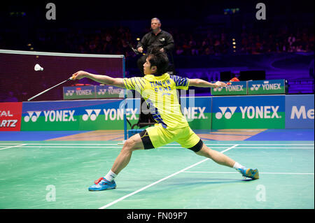 Barclaycard Arena, Birmingham, UK. 13. März 2016. Yonex All England Open Badminton Championships. Houwei Tian, China, Herren Einzel Finale Credit: Action Plus Sport/Alamy Live News Stockfoto