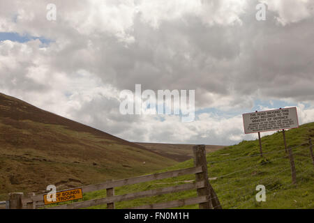 Northumberland National Park des Verteidigungsministeriums Zeichen Stockfoto