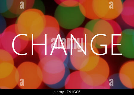 Text auf bunten Bokeh-Hintergrund ändern Stockfoto