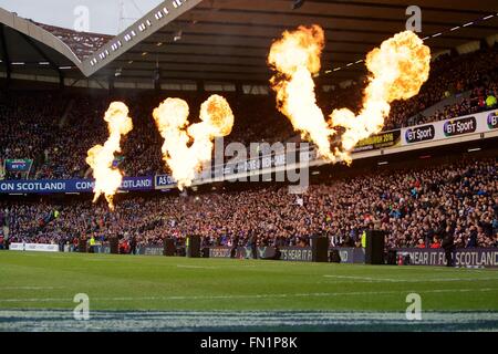 Murrayfield, Edinburgh, Schottland. 13. März 2016. RBS Six Nations Championships. Schottland gegen Frankreich. Pre-Match-Unterhaltung. Bildnachweis: Aktion Plus Sport/Alamy Live-Nachrichten Stockfoto