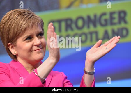 Glasgow, Schottland, GBR - 13 März: Nicola Sturgeon MSP - erster Minister von Schottland und Parteichef - am letzten Tag von der Scottish National Party (SNP) Spring Conference stattfand legen Sonntag, 13. März 2016 in Glasgow, Schottland. Stockfoto