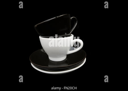 Schwarz / weiß Kaffee Tassen Stockfoto
