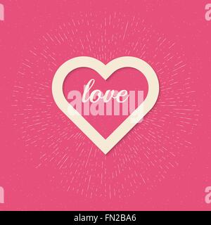 Herz und Strahlen für T-shirt-Bekleidung Stock Vektor