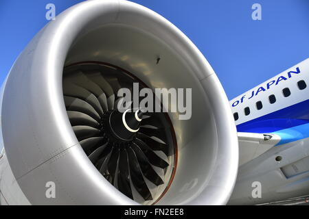 Motor, Rad, Ventilator, Turbine, Boeing 787, B787, b 8, 9, Dreamliner, Dream Liner, Flughafen München, Flughafen München, MUC, EDDM Stockfoto