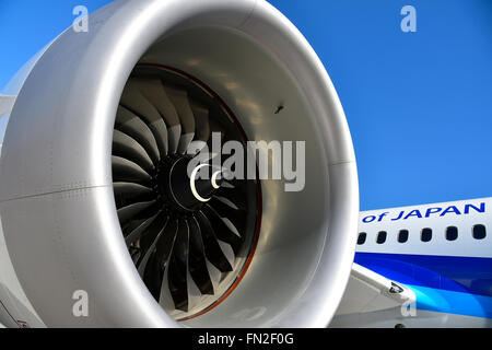 Motor, Rad, Ventilator, Turbine, Boeing 787, B787, b 8, 9, Dreamliner, Dream Liner, Flughafen München, Flughafen München, MUC, EDDM Stockfoto