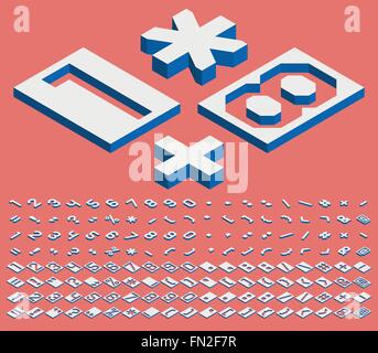 Isometrische Zahlen und Satzzeichen Stock Vektor