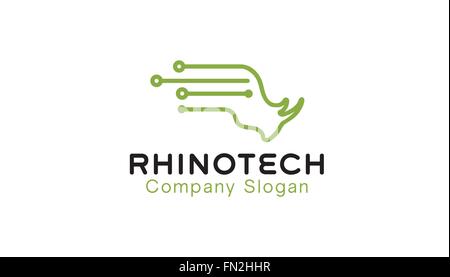 Rhinoceros Technologie Logo Vektor Symbol Design Illustration Stock Vektor