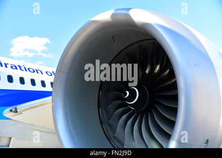 Motor, Rad, Ventilator, Turbine, Boeing 787, B787, b 8, 9, Dreamliner, Dream Liner, Flughafen München, Flughafen München, Stockfoto