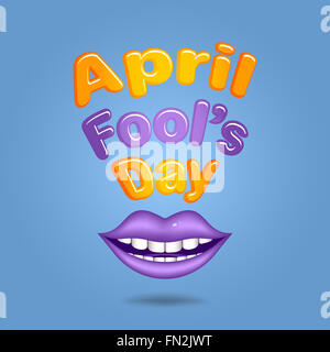 Aprilscherz. Violette Lippen Stockfoto