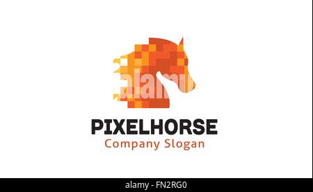 Kreative Abstrakte Pferdekopf Pixel Logo Design Vektor Symbol Illustration Stock Vektor
