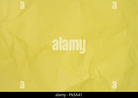zerknittertes Papier gelb Hintergrundtextur Stockfoto