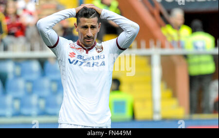 Genua, Italien. 13. März 2016. Giuseppe Vives ist enttäuscht, während die Serie A Fußballspiel zwischen Genoa CFC und Torino FC. Genoa CFC gewinnt 3: 2 gegen den FC Turin. © Nicolò Campo/Pacific Press/Alamy Live-Nachrichten Stockfoto