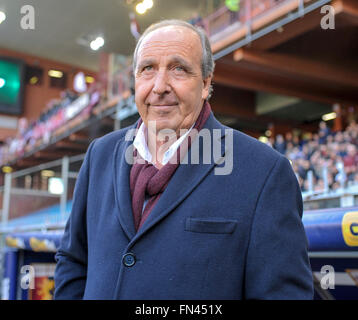 Genua, Italien. 13. März 2016. Giampiero Ventura blickt auf in die Serie A Fußballspiel zwischen Genoa CFC und Torino FC. Genoa CFC gewinnt 3: 2 gegen den FC Turin. © Nicolò Campo/Pacific Press/Alamy Live-Nachrichten Stockfoto