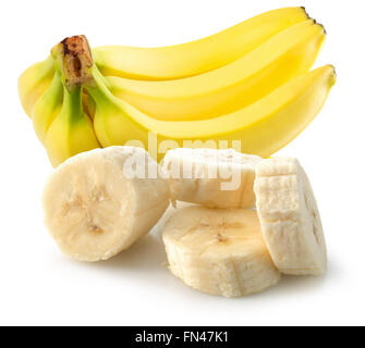 Bananen auf dem weißen Hintergrund isoliert. Stockfoto