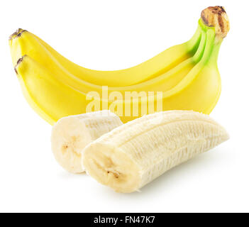 Bananen auf dem weißen Hintergrund isoliert. Stockfoto