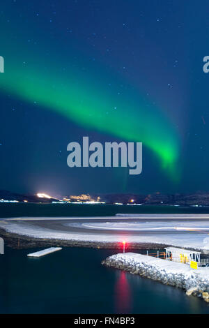 Die Nordlichter sichtbar in Alta, Nord-Norwegen. Stockfoto