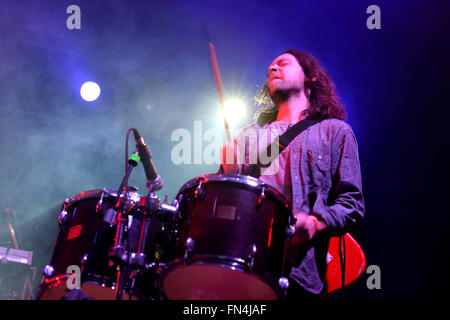 BILBAO, Spanien - NOV 01: Heiligen Geist! (Band) live-Musikshow im Bime Festival am 1. November 2014 in Bilbao, Spanien. Stockfoto