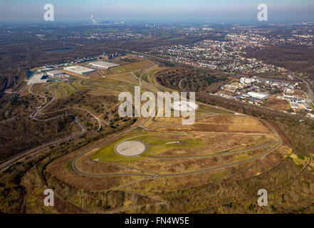 Luftaufnahme, Halde Hoppenbruch im Gewerbegebiet Ewald auf dem Gelände der ehemaligen Zeche Ewald, Horizont-Observatorium, Stockfoto