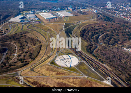 Luftaufnahme, Halde Hoppenbruch im Gewerbegebiet Ewald auf dem Gelände der ehemaligen Zeche Ewald, Horizont-Observatorium, Stockfoto