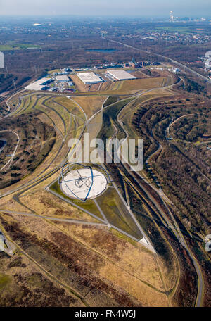 Luftaufnahme, Halde Hoppenbruch im Gewerbegebiet Ewald auf dem Gelände der ehemaligen Zeche Ewald, Horizont-Observatorium, Stockfoto