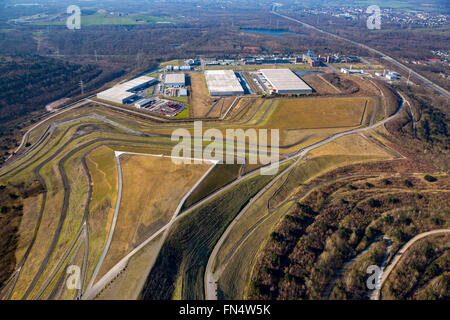 Luftaufnahme, Halde Hoppenbruch im Gewerbegebiet Ewald auf dem Gelände der ehemaligen Zeche Ewald, Horizont-Observatorium, Stockfoto