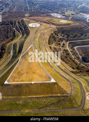 Luftaufnahme, Halde Hoppenbruch im Gewerbegebiet Ewald auf dem Gelände der ehemaligen Zeche Ewald, Horizont-Observatorium, Stockfoto