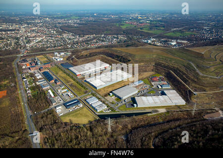 Luftaufnahme, Halde Hoppenbruch im Gewerbegebiet Ewald auf dem Gelände der ehemaligen Zeche Ewald, Horizont-Observatorium, Stockfoto