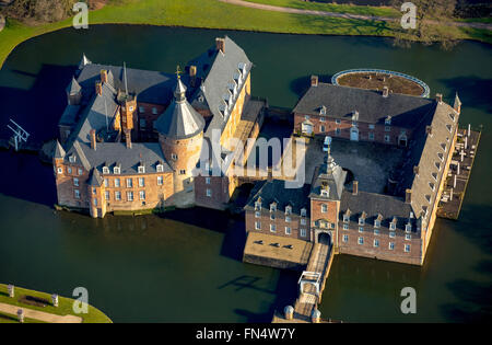 Luftaufnahme, Museum Anholt Schloss, Romantik Parkhotel Wasserburg Anholt, Burg, zurück, zurück, Niederrhein, Stockfoto