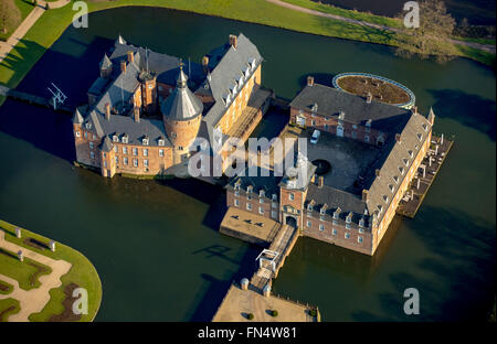 Luftaufnahme, Museum Anholt Schloss, Romantik Parkhotel Wasserburg Anholt, Burg, zurück, zurück, Niederrhein, Stockfoto