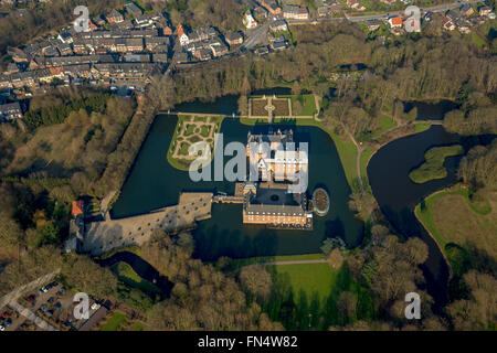 Luftaufnahme, Museum Anholt Schloss, Romantik Parkhotel Wasserburg Anholt, Burg, zurück, zurück, Niederrhein, Stockfoto