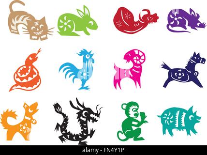 Tiere des chinesischen Kalenders Stock Vektor