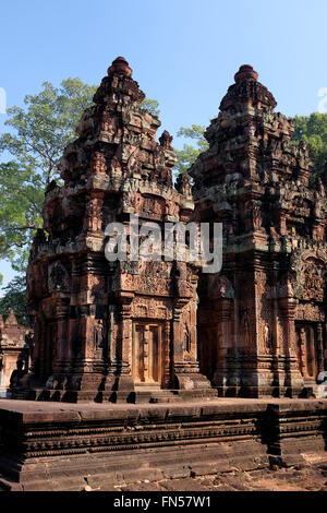 Banteay Srei und Banteay Srey ist a10th-Jahrhundert kambodschanischen Tempel für den Hindu-Gott Shiva. Stockfoto