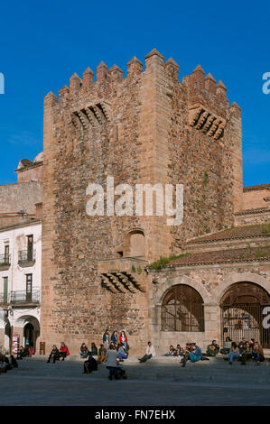 Bujaco Turm des 12. Jahrhunderts, Caceres, Region Extremadura, Spanien, Europa Stockfoto